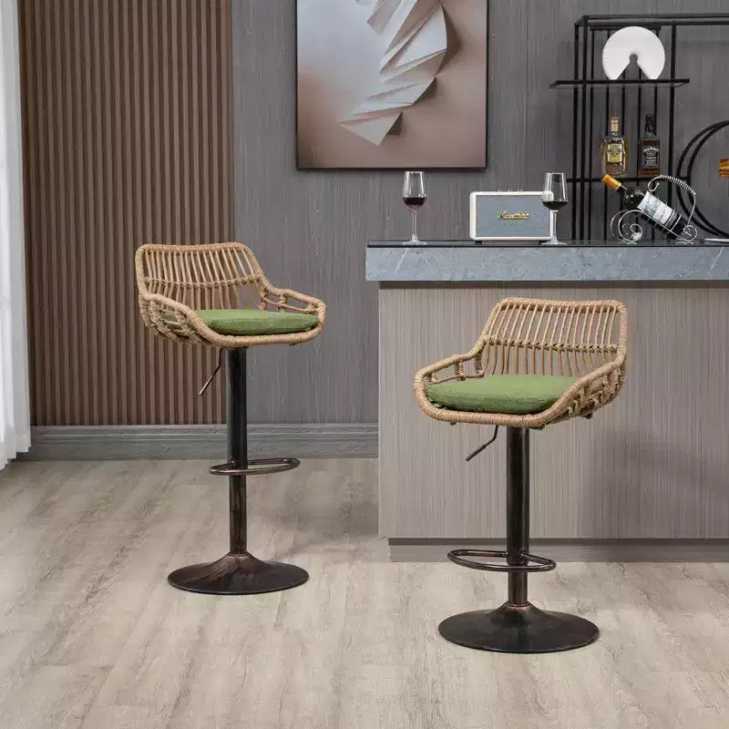 Sgabello da bar girevole in tessuto beige/blu/grigio/verde/arancione/rosso con cuscino, altezza regolabile, 1 posto