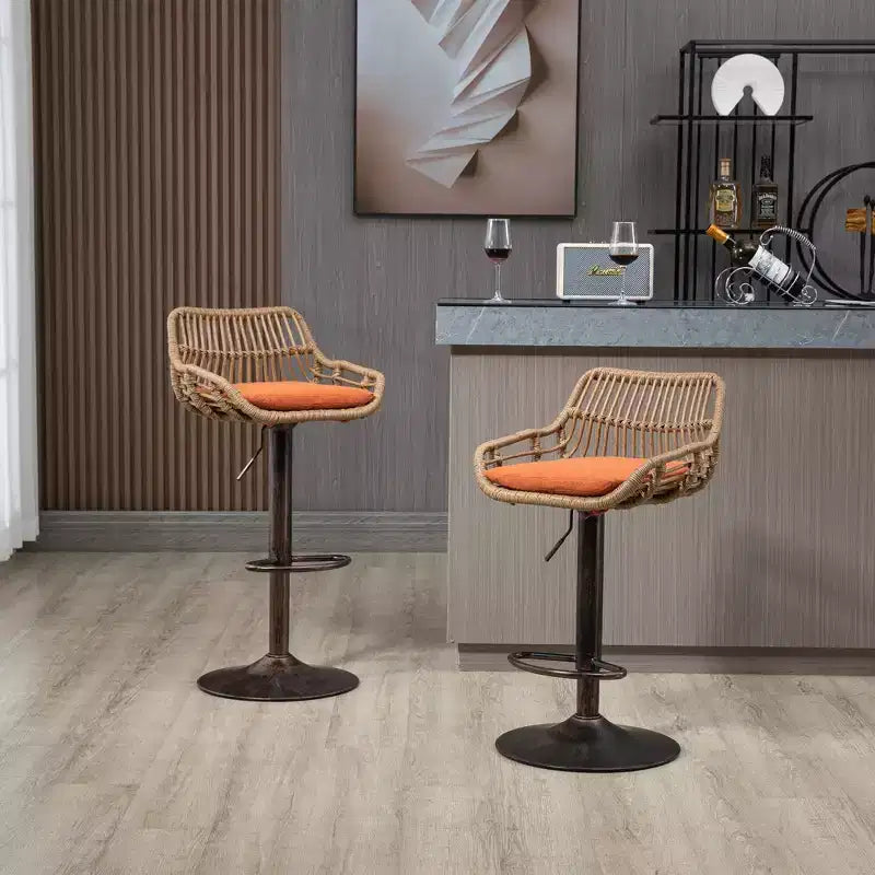 Sgabello da bar girevole in tessuto beige/blu/grigio/verde/arancione/rosso con cuscino, altezza regolabile, 1 posto
