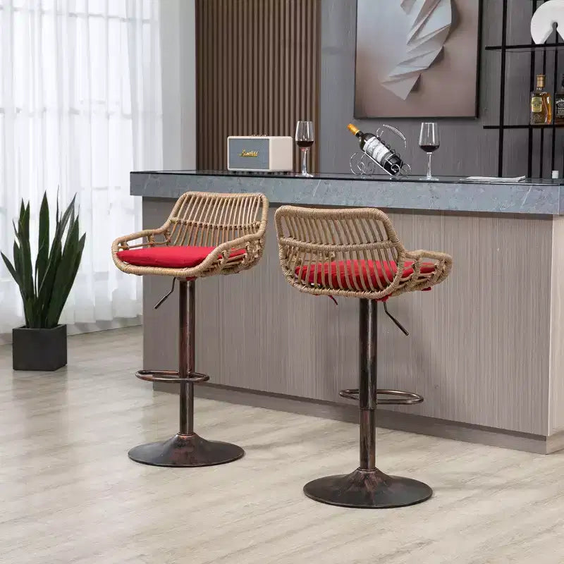 Sgabello da bar girevole in tessuto beige/blu/grigio/verde/arancione/rosso con cuscino, altezza regolabile, 1 posto
