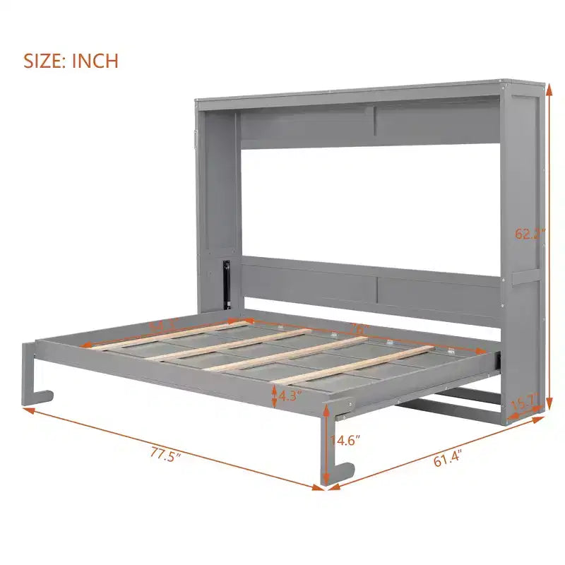 Letto a scomparsa Murphy grigio/bianco – Matrimoniale e Queen Size, Ospita 1–2 persone