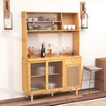 Madia credenza in bambù naturale con ante scorrevoli in rattan – Montaggio per 1 persona