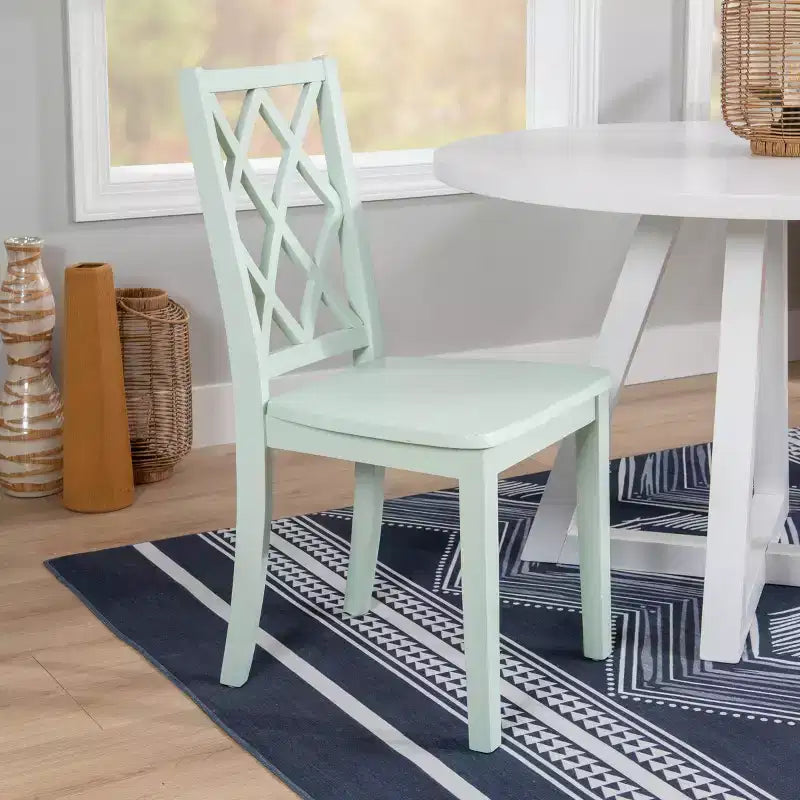 Sedia da pranzo con schienale a X in legno massello, Grafite/Grigio/Verde Menta/Bianco, Senza braccioli, Posti a sedere: 1