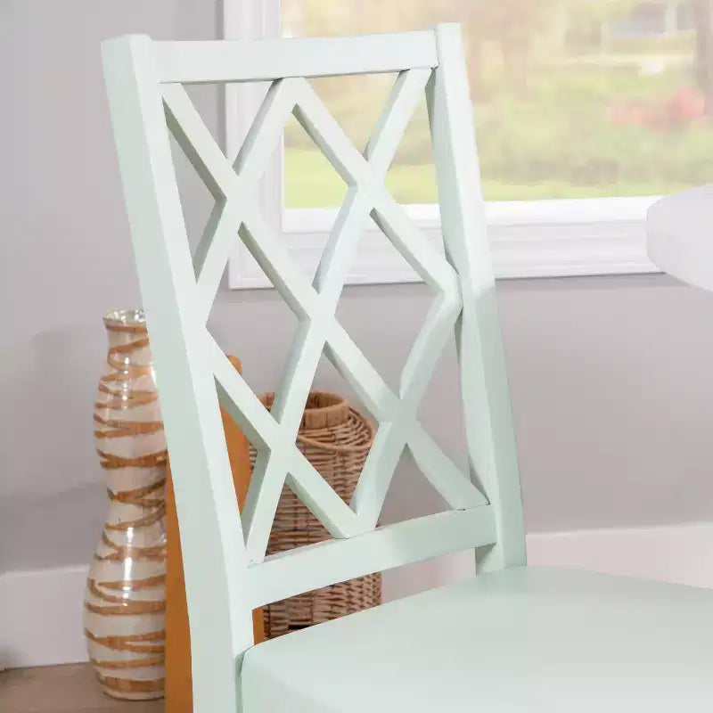 Sedia da pranzo con schienale a X in legno massello, Grafite/Grigio/Verde Menta/Bianco, Senza braccioli, Posti a sedere: 1